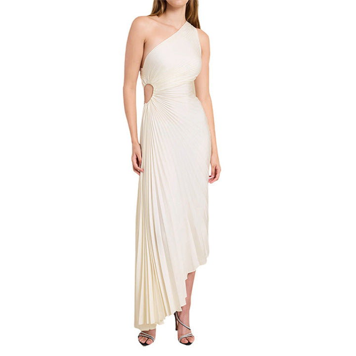 Sylviana - One Shoulder Pleated Midi Dress