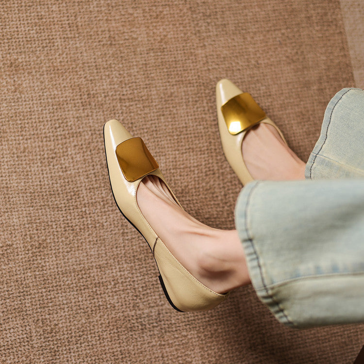 Women's Leather Pointed Flats with Buckle – Lorea