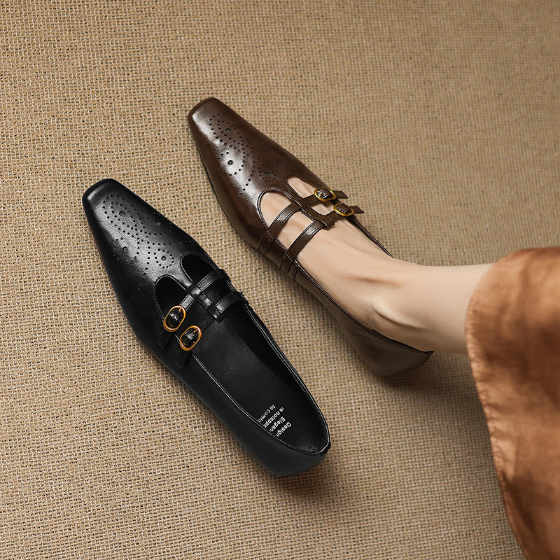 Women's Double Strap Brogue Mary Jane Flats – Ceyla