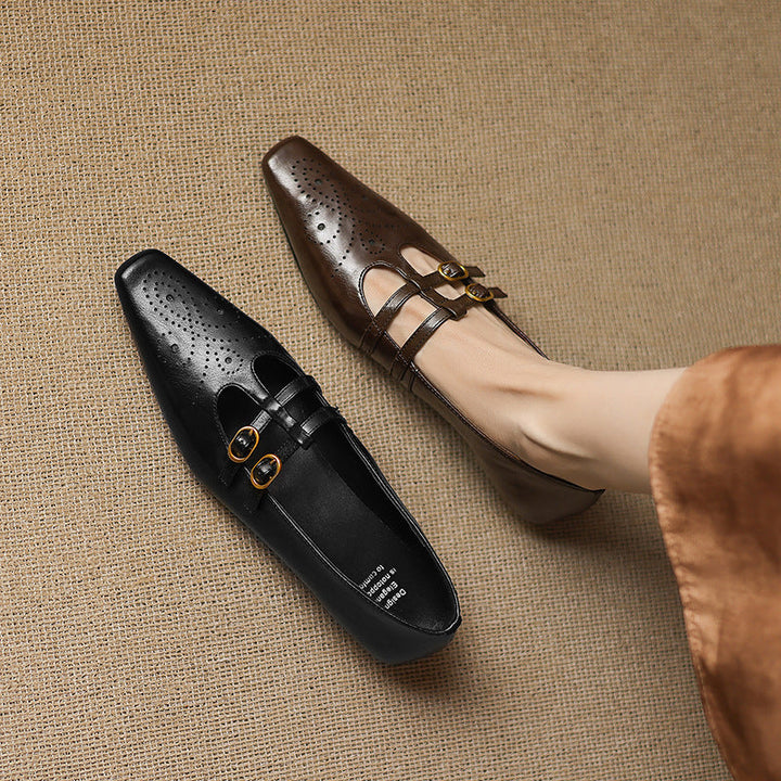 Women's Double Strap Brogue Mary Jane Flats – Ceyla