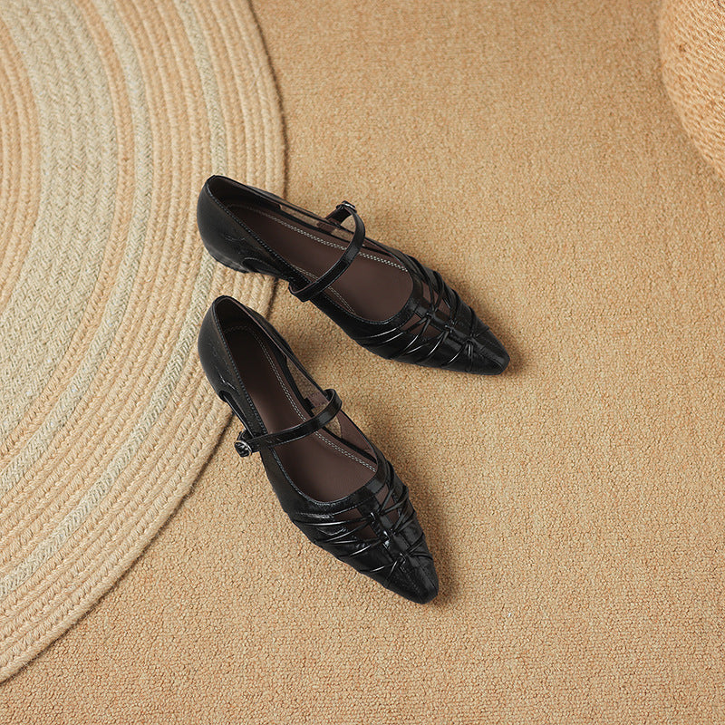 Women's Pointed Cut-Out Mary Jane Flats – Quenby