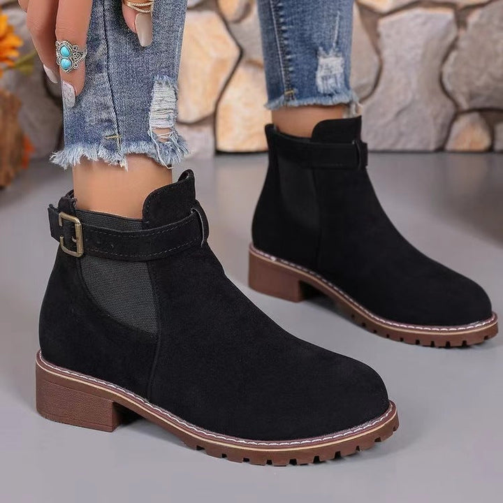 Women's Chelsea Ankle Boots with Elastic Gusset and Block Heel