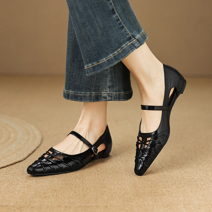 Women's Pointed Cut-Out Mary Jane Flats – Quenby