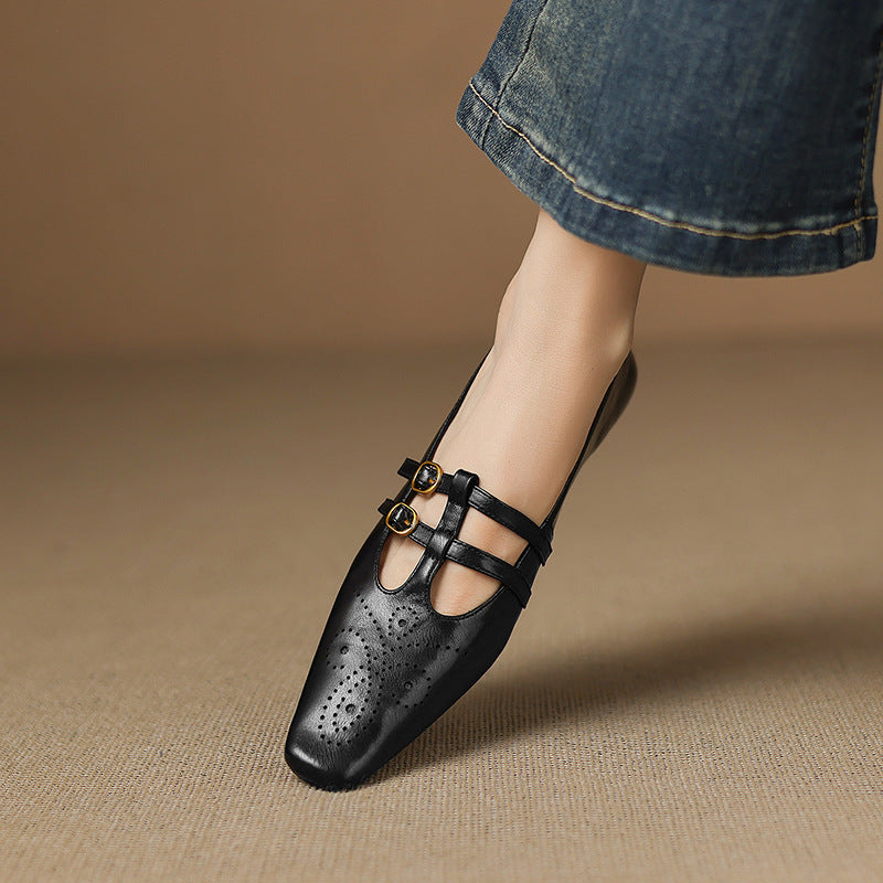 Women's Double Strap Brogue Mary Jane Flats – Ceyla