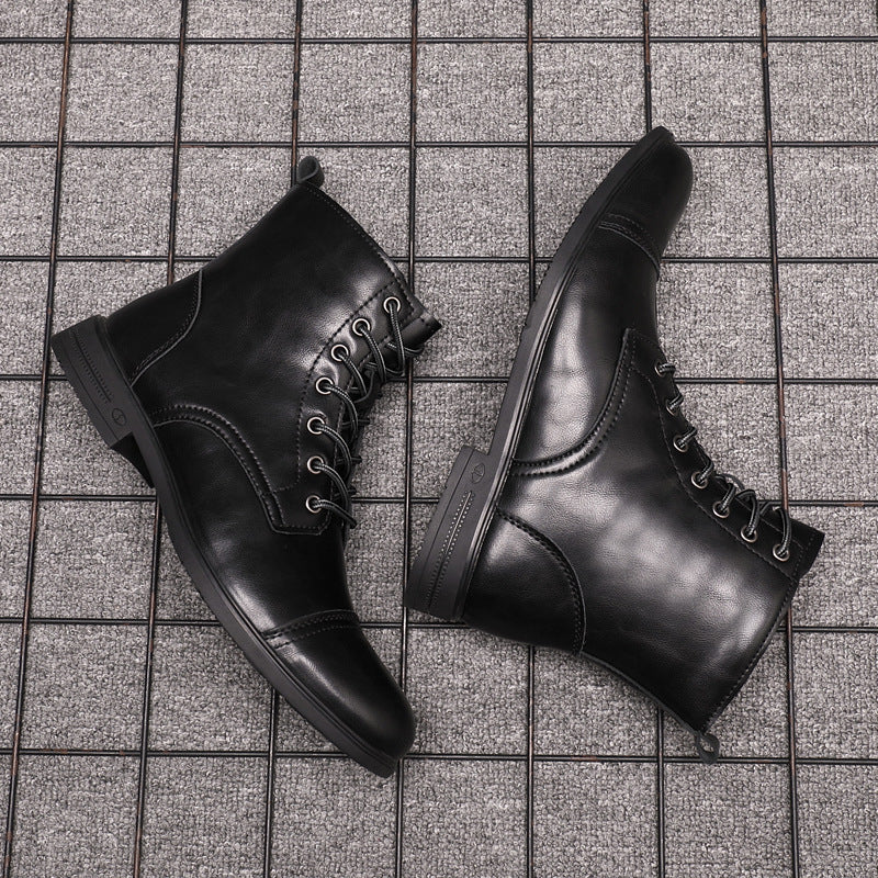 Men's toe-cap lace-up boots Christian in Deep Black – pair from above