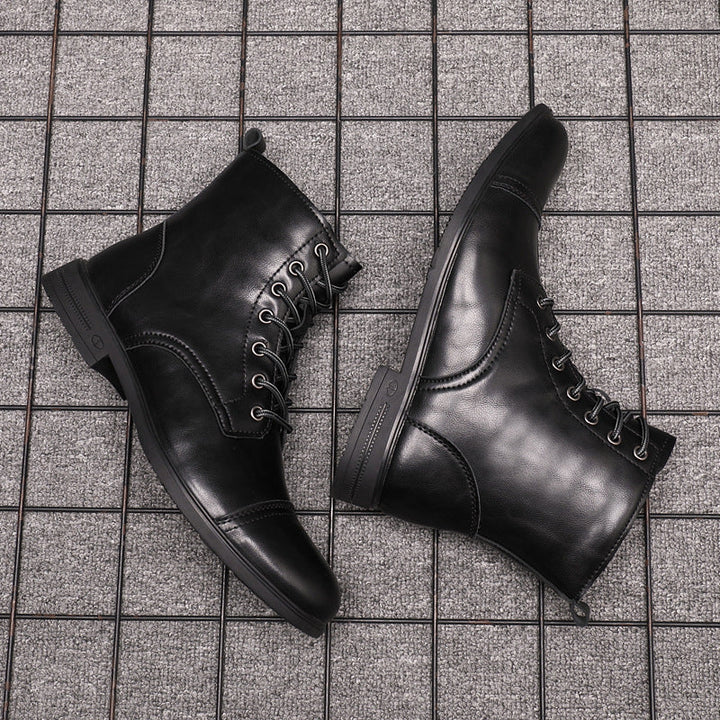 Men's toe-cap lace-up boots Christian in Deep Black – pair from above
