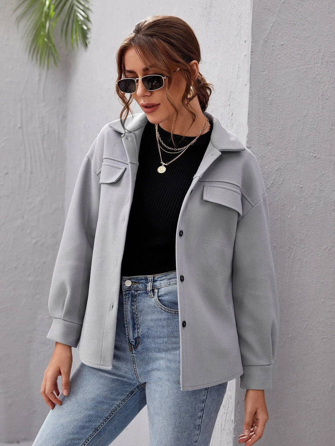 Women's shacket Minnie in Grey – side view