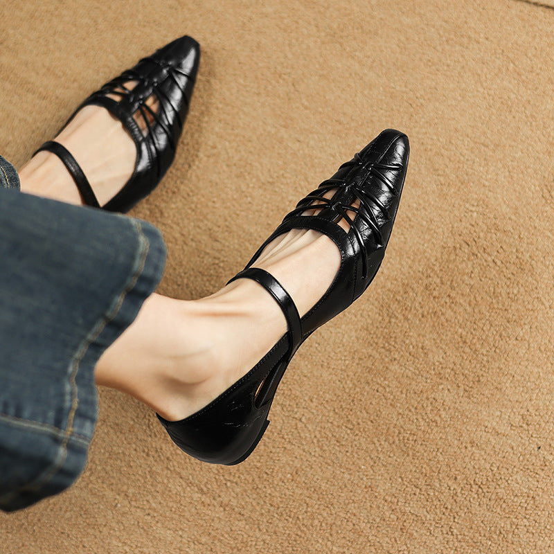 Women's Pointed Cut-Out Mary Jane Flats – Quenby