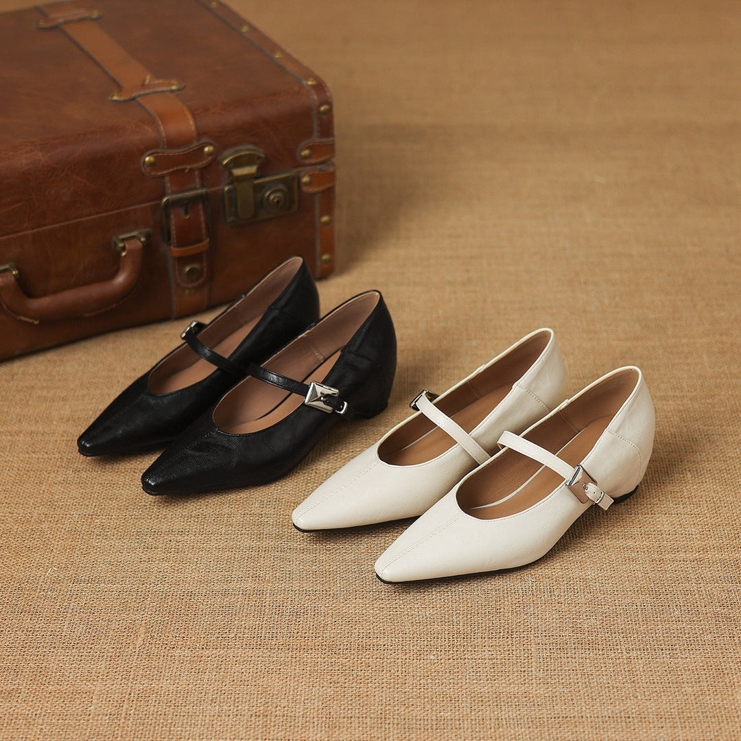 Women's Pointed Toe Leather Mary Janes – Tamsin