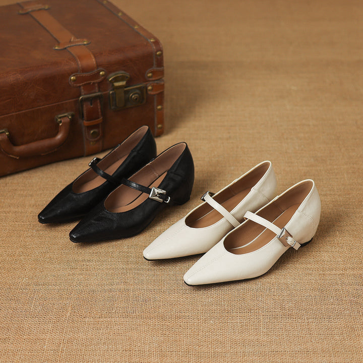 Women's Pointed Toe Leather Mary Janes – Tamsin