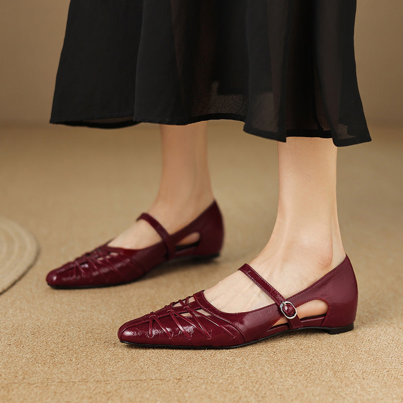 Women's Pointed Cut-Out Mary Jane Flats – Quenby