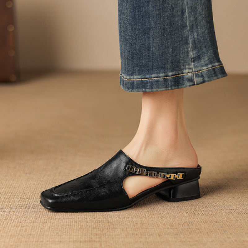 Women's Leather Cut-Out Mules – Vyla