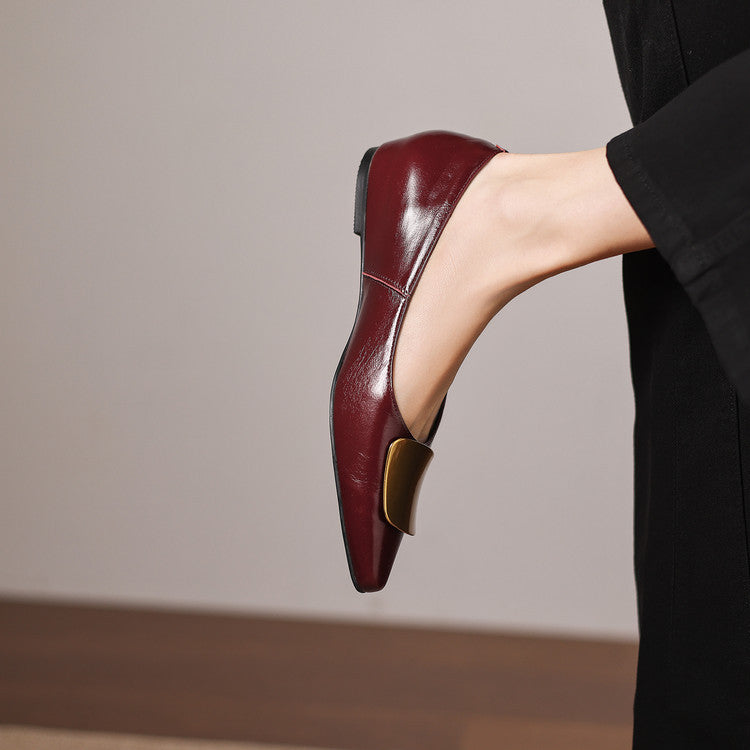 Women's Leather Pointed Flats with Buckle – Lorea