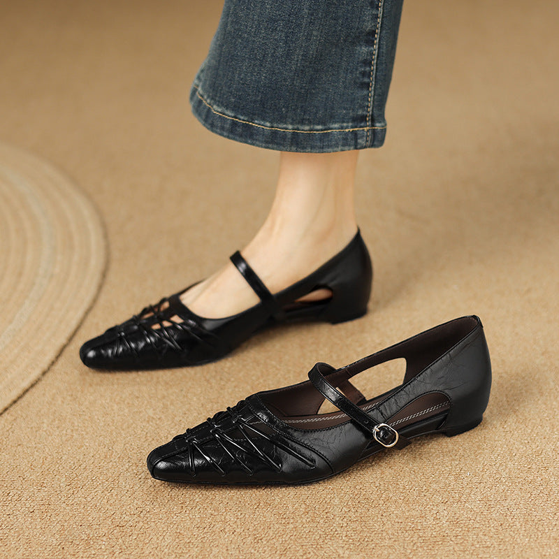 Women's Pointed Cut-Out Mary Jane Flats – Quenby