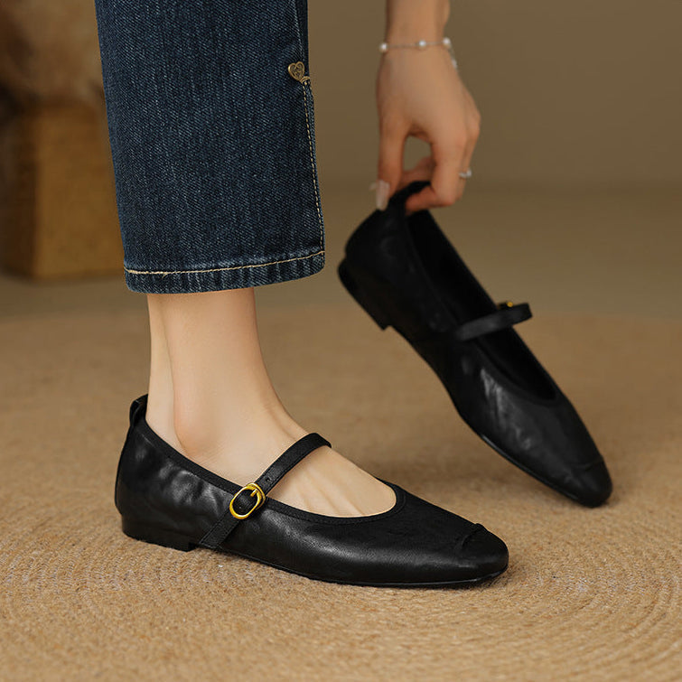 Women's Leather Mary Jane Flats – Wani