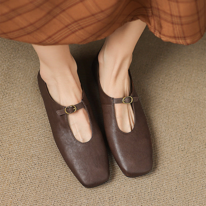 Women's High Vamp Leather Mary Jane Flats – Elspeth