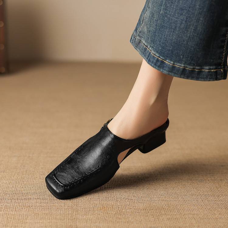Women's Leather Cut-Out Mules – Vyla
