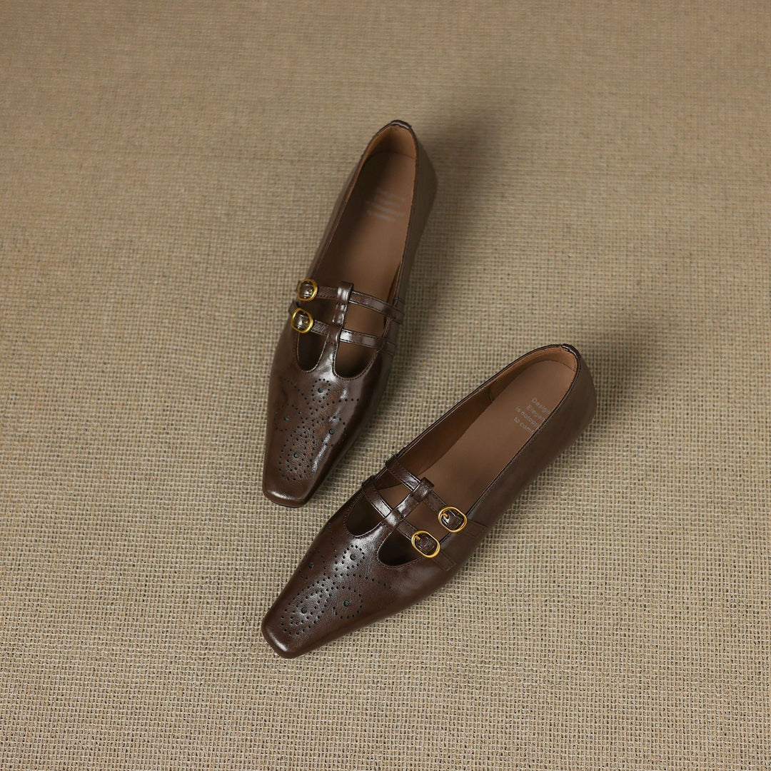 Women's Double Strap Brogue Mary Jane Flats – Ceyla