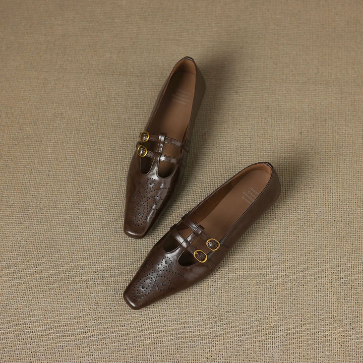Women's Double Strap Brogue Mary Jane Flats – Ceyla