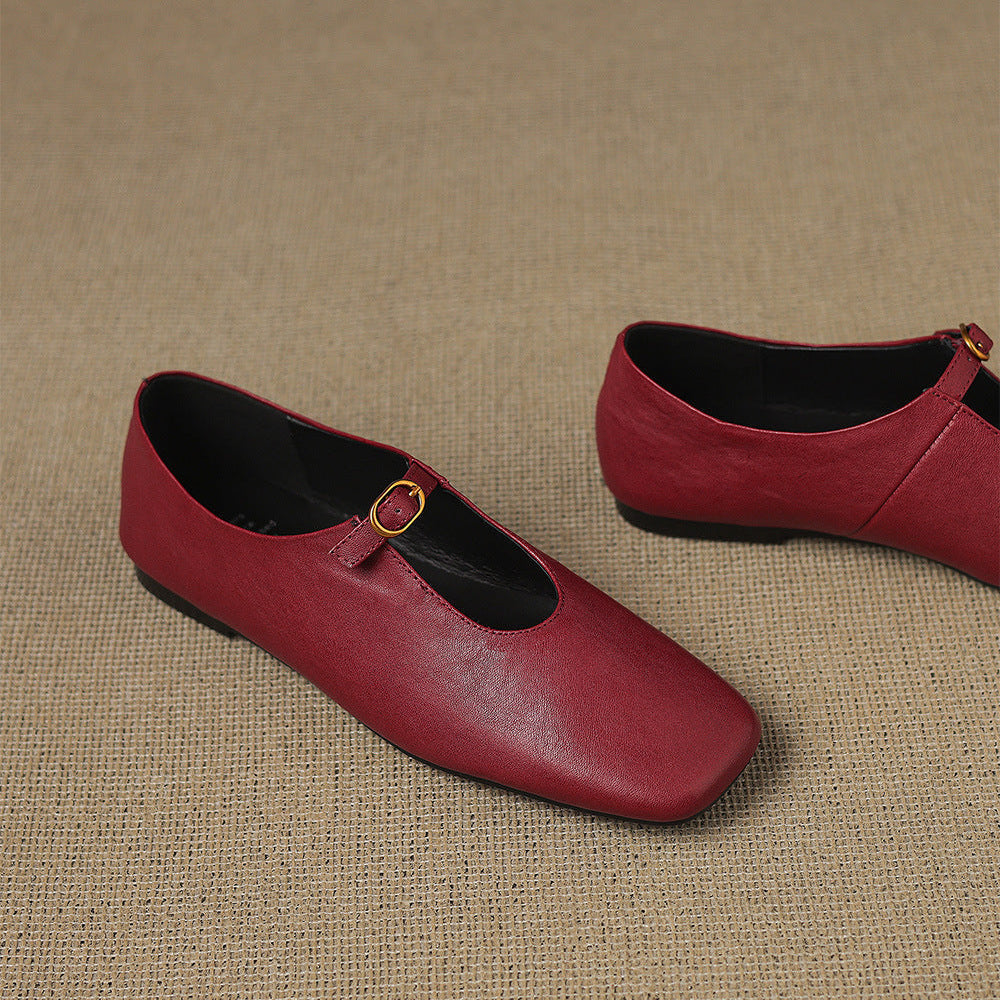 Women's High Vamp Leather Mary Jane Flats – Elspeth