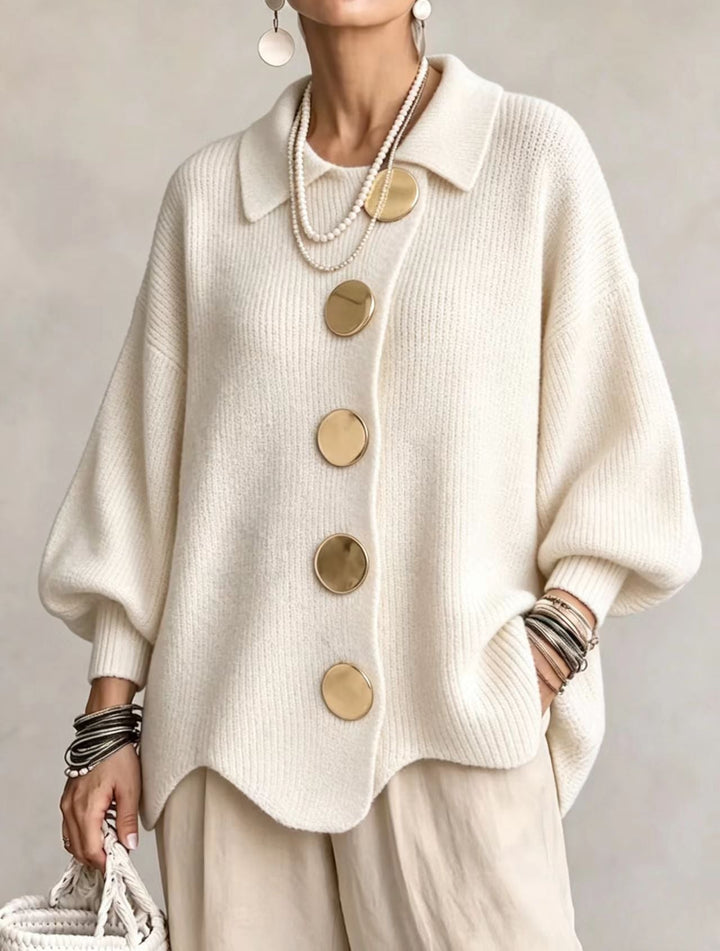 Women's Oversized Cardigan with Gold Buttons – Victoire