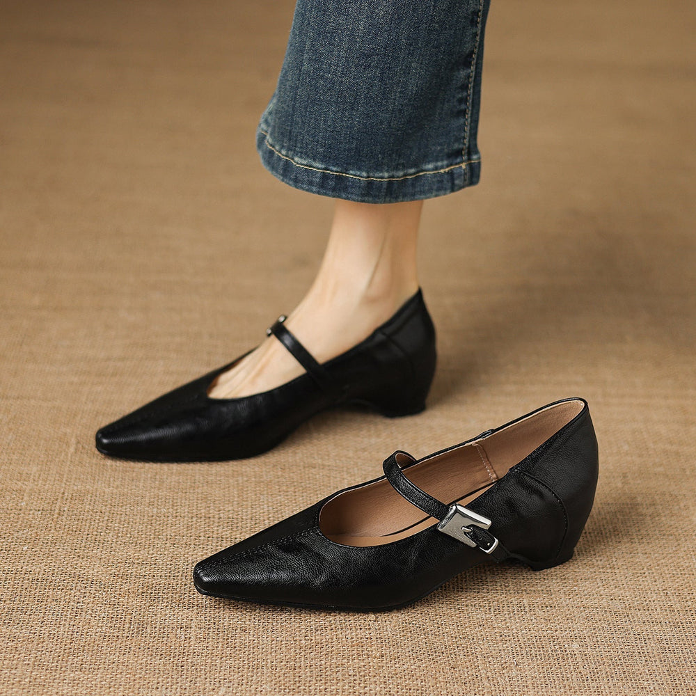 Women's Pointed Toe Leather Mary Janes – Tamsin