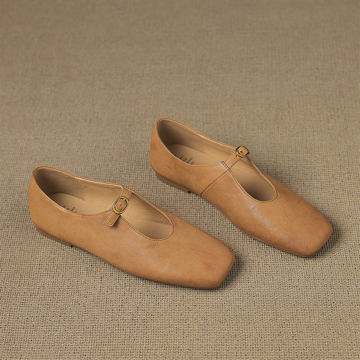 Women's High Vamp Leather Mary Jane Flats – Elspeth