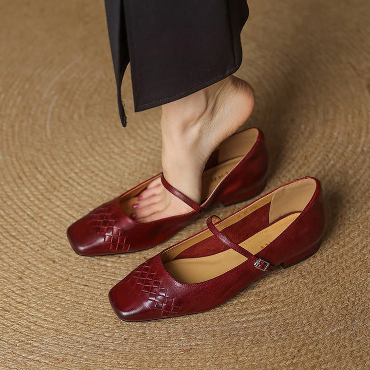 Women's Square Toe Leather Mary Jane Flats – Verity