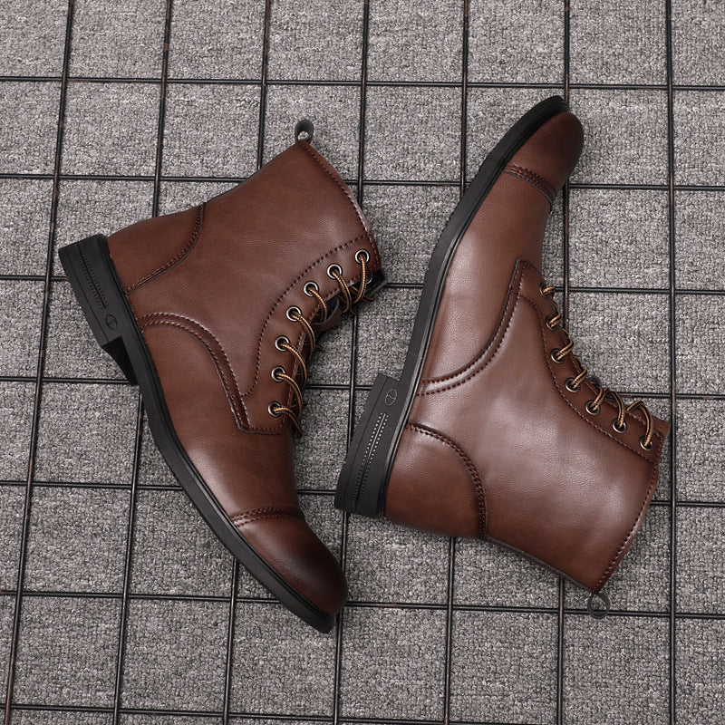 Men's toe-cap lace-up boots Christian in Burgundy – pair from above