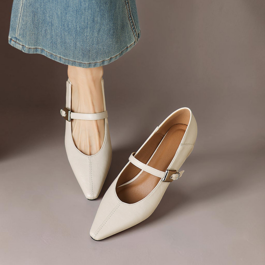 Women's Pointed Toe Leather Mary Janes – Tamsin