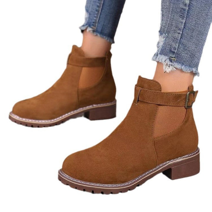 Women's Chelsea Ankle Boots with Elastic Gusset and Block Heel
