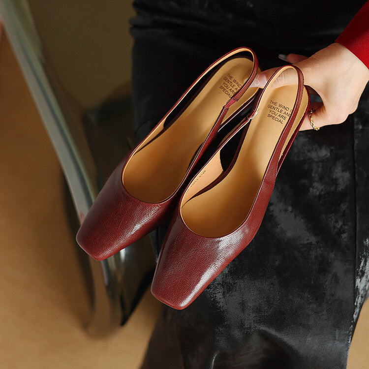 Women's Leather Slingback Block Heels – Ersa