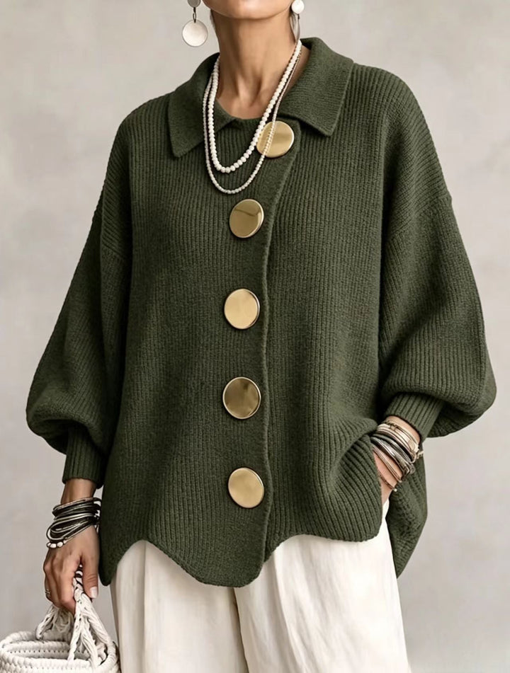 Women's Oversized Cardigan with Gold Buttons – Victoire