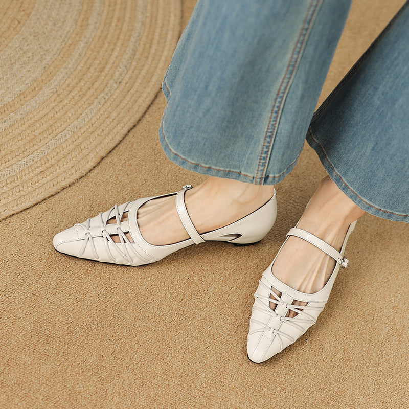 Women's Pointed Cut-Out Mary Jane Flats – Quenby
