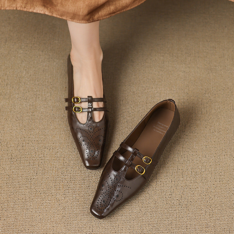 Women's Double Strap Brogue Mary Jane Flats – Ceyla