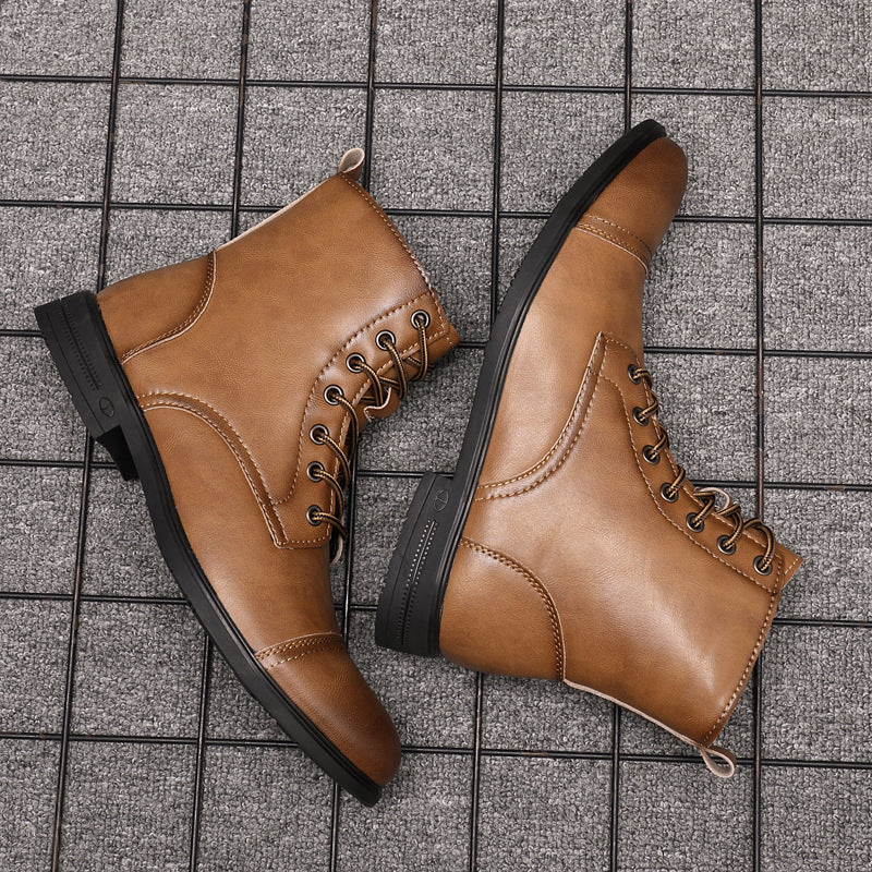Men's toe-cap lace-up boots Christian in Saffron Brown – pair from above