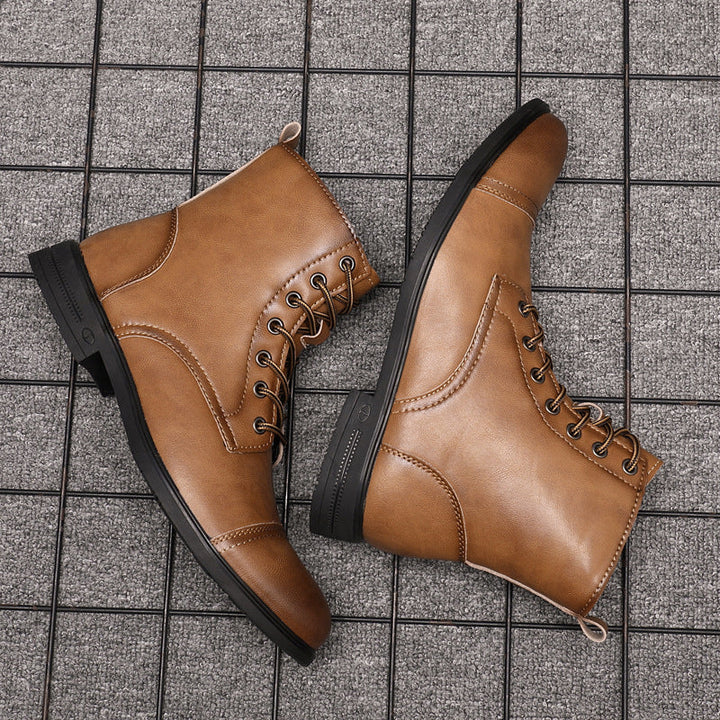 Men's toe-cap lace-up boots Christian in Saffron Brown – pair from above