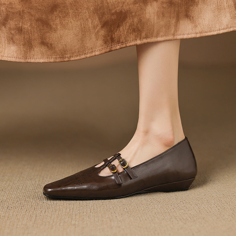 Women's Double Strap Brogue Mary Jane Flats – Ceyla