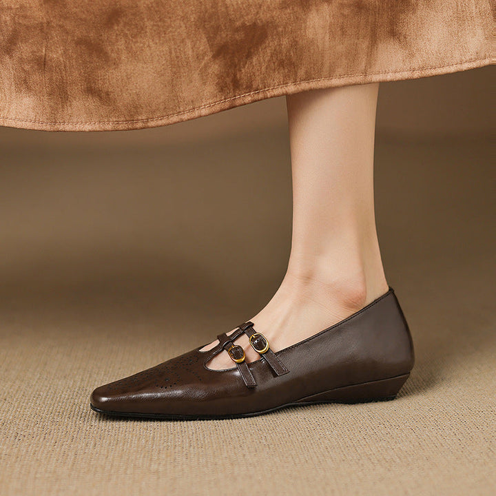 Women's Double Strap Brogue Mary Jane Flats – Ceyla