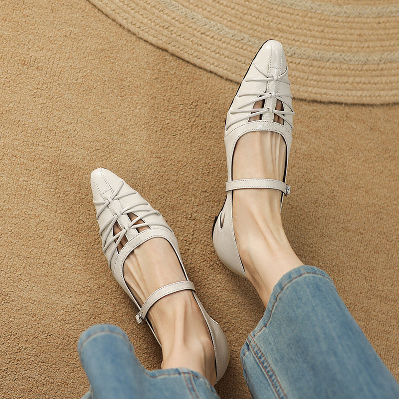 Women's Pointed Cut-Out Mary Jane Flats – Quenby