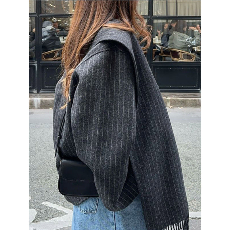 Women's pinstripe jacket Jacquetta in Charcoal Grey – side view