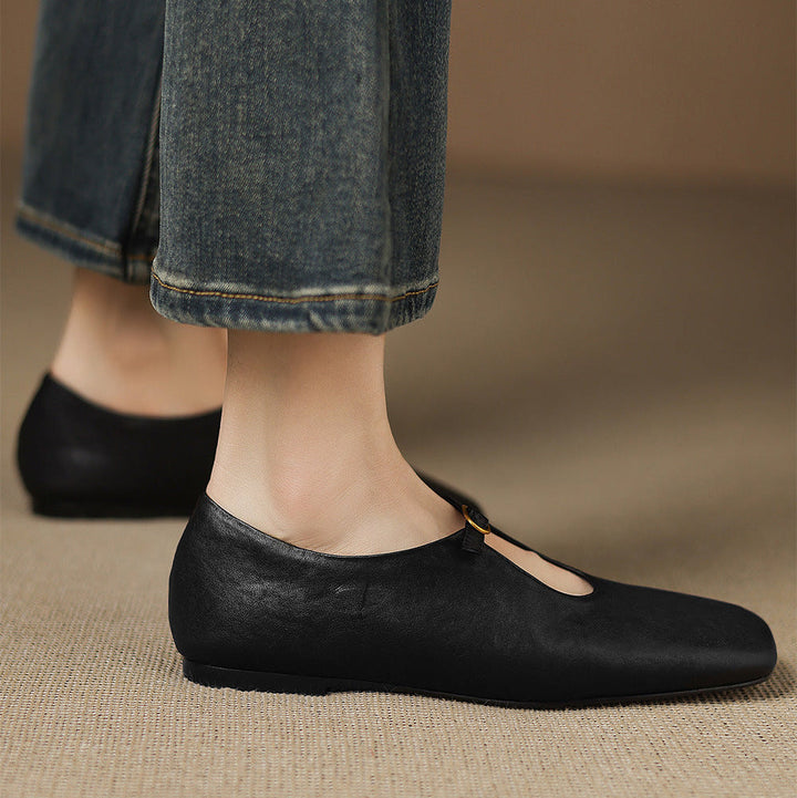 Women's High Vamp Leather Mary Jane Flats – Elspeth