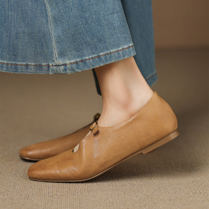 Women's High Vamp Leather Mary Jane Flats – Elspeth