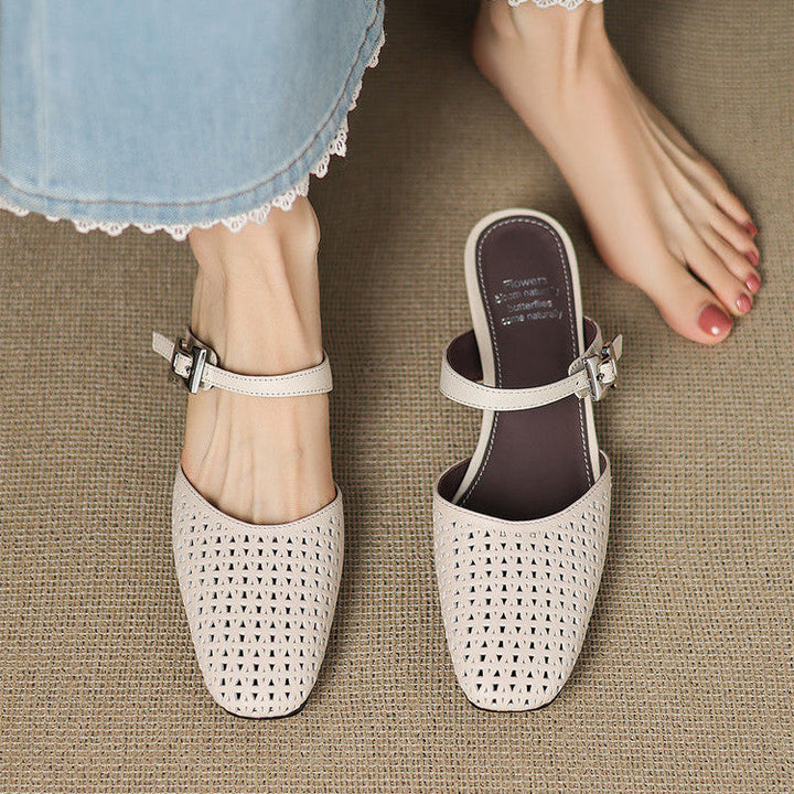 Women's Woven Leather Mules with Strap – Nilda
