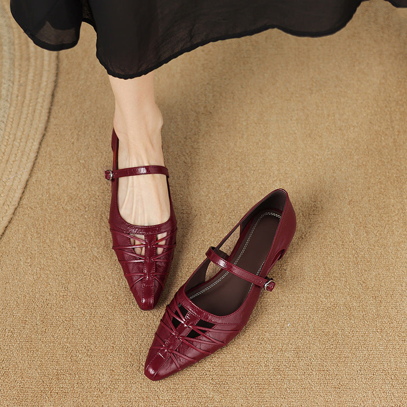 Women's Pointed Cut-Out Mary Jane Flats – Quenby