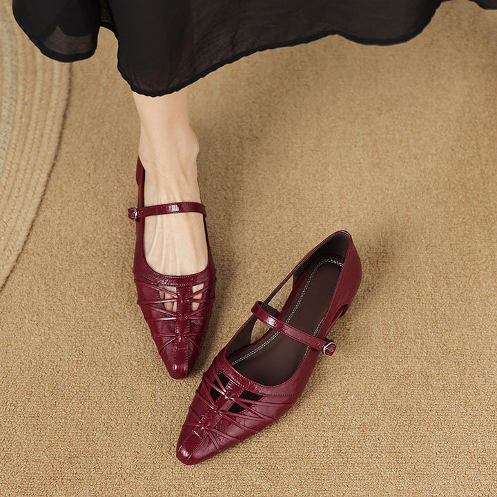 Women's Pointed Cut-Out Mary Jane Flats – Quenby
