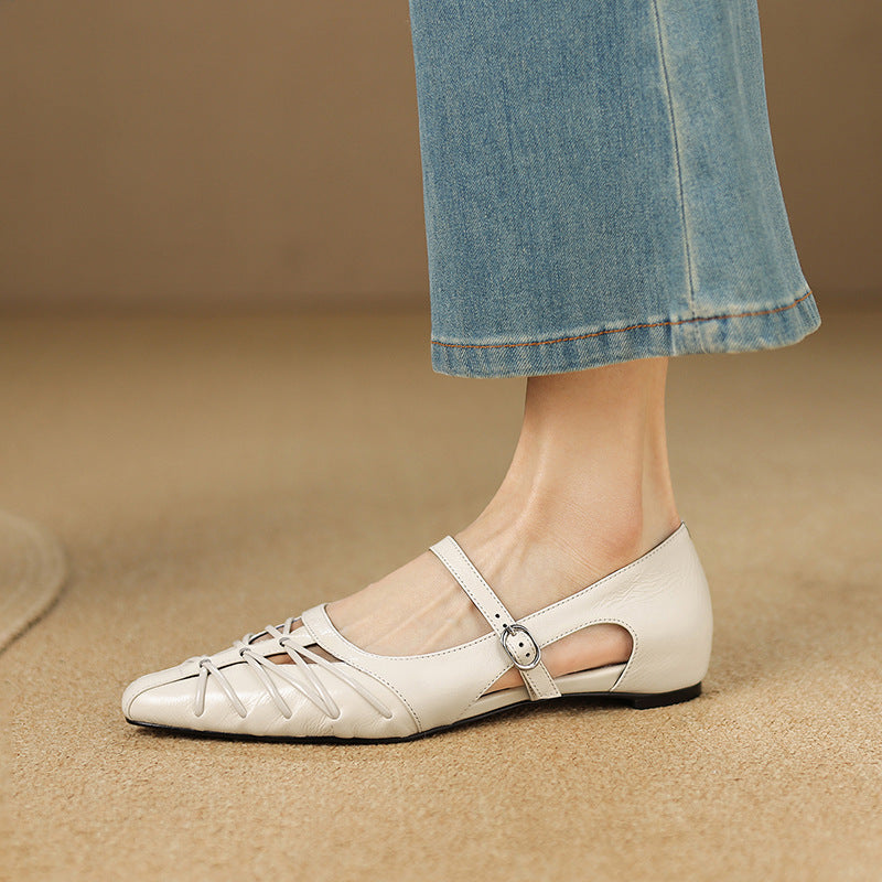 Women's Pointed Cut-Out Mary Jane Flats – Quenby