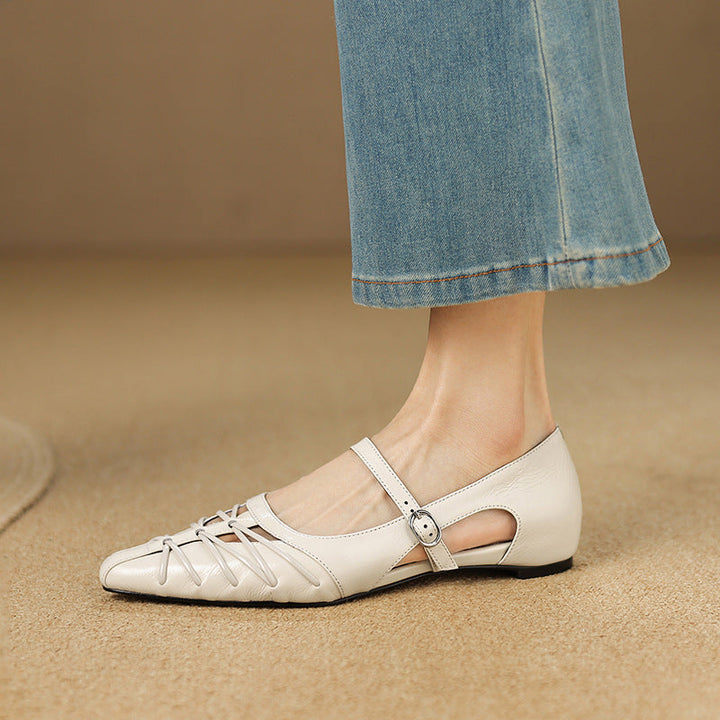 Women's Pointed Cut-Out Mary Jane Flats – Quenby