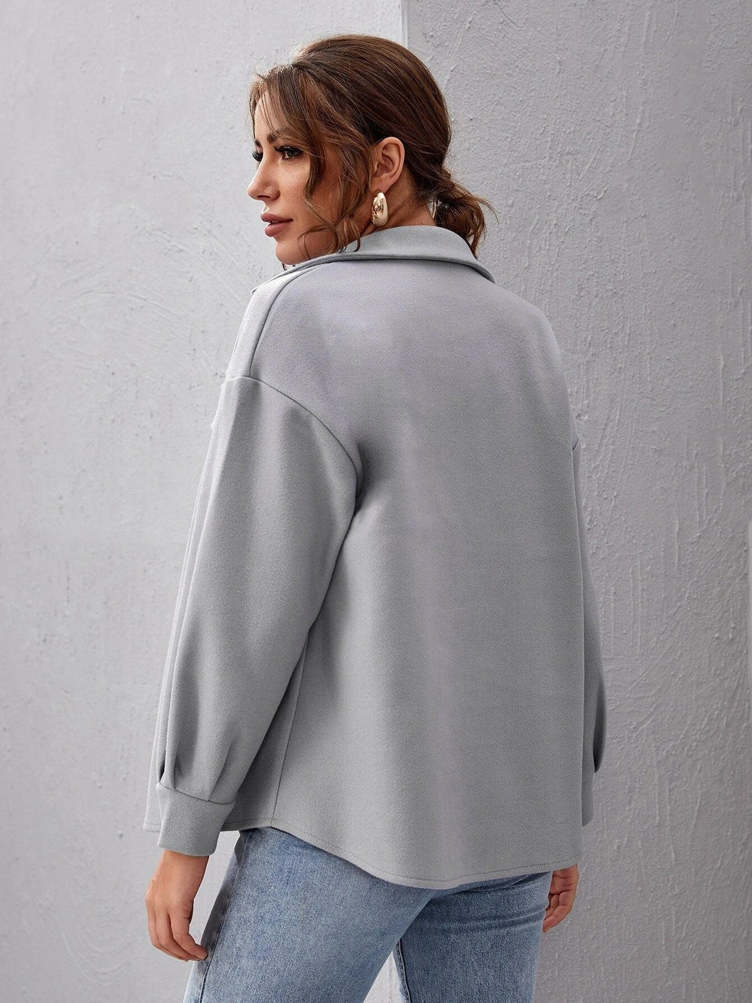 Women's shacket Minnie in Grey – back view