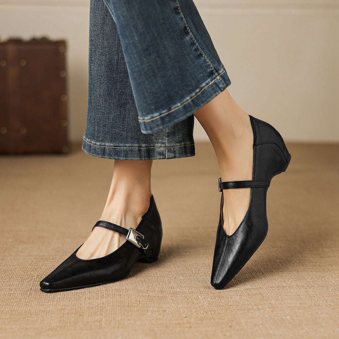 Women's Pointed Toe Leather Mary Janes – Tamsin